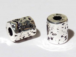 Keramikperle altsilber - Rohr Hammerschlag 10 x 8 mm