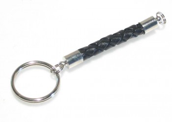 Schlüsselanhänger geflochtenes Leder 5 mm schwarz