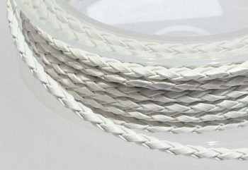 Kunstlederband geflochten 3 mm weiß, 50 cm