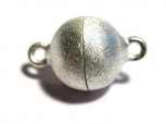 Magnetverschluss Kugel 10 mm gebürstet, 925 Silber