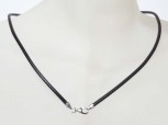 Kette Leder 1,5 mm schwarz mit Karabiner 925 Silber