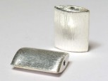 Zylinder flach 10 x 15 mm gebürstet, 925 Silber